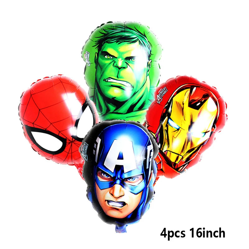 Spiderman Hulk Iron Man Foil Balloons Superhero Latex Ballon Happy Birthday Banner Hero Party Decoration Boy Child Cake Topper