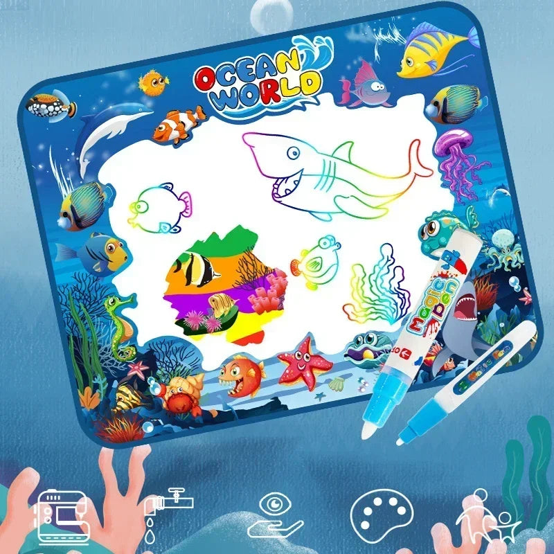 100x80cm Water Doodle Mat Magic Drawing Doodling Mat Coloring Mat Drawing Board Educational Toys for 2-7 Years Old Boys and Girl