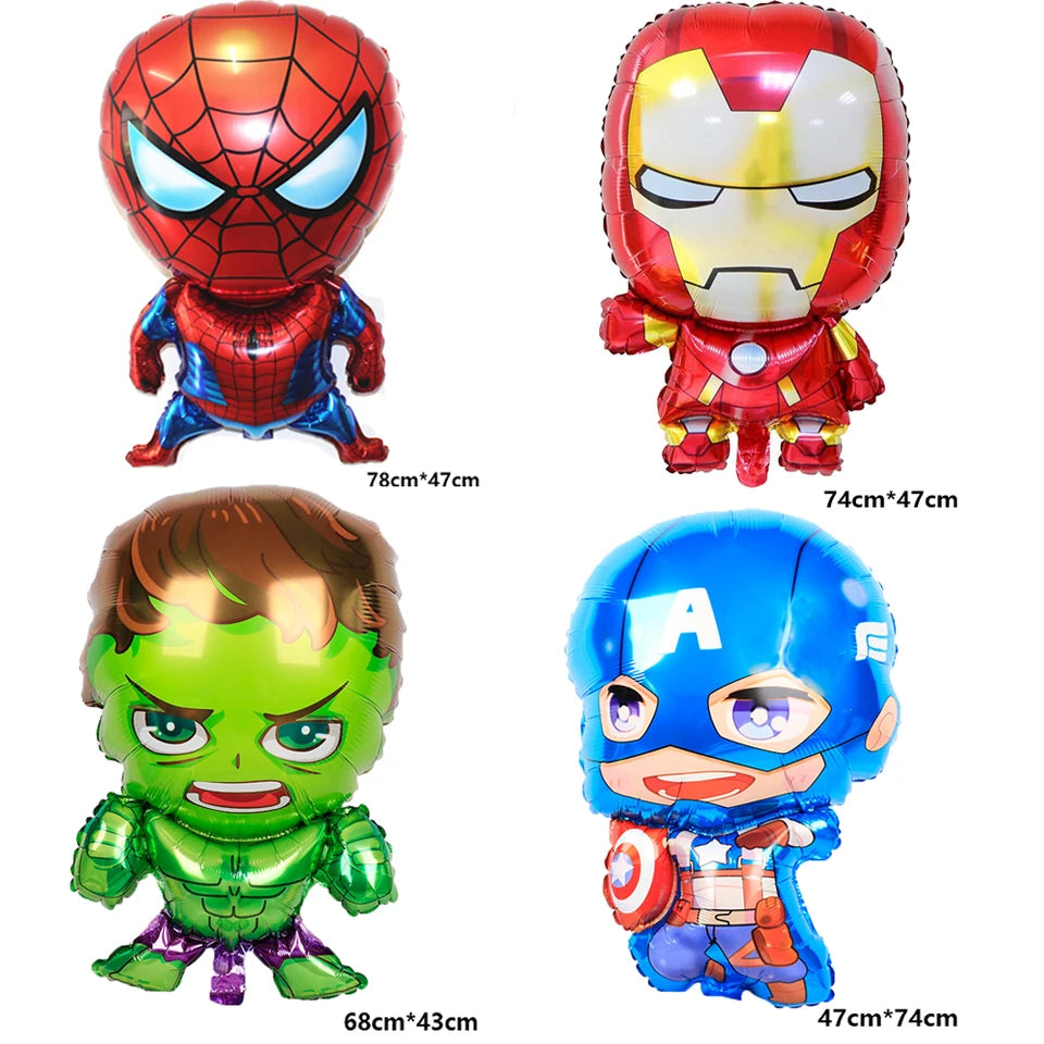 Spiderman Hulk Iron Man Foil Balloons Superhero Latex Ballon Happy Birthday Banner Hero Party Decoration Boy Child Cake Topper