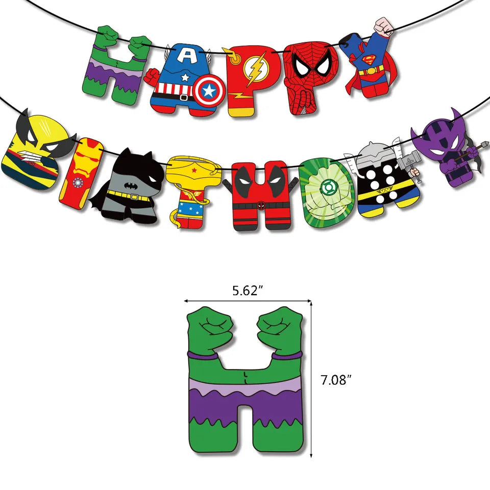 Spiderman Hulk Iron Man Foil Balloons Superhero Latex Ballon Happy Birthday Banner Hero Party Decoration Boy Child Cake Topper