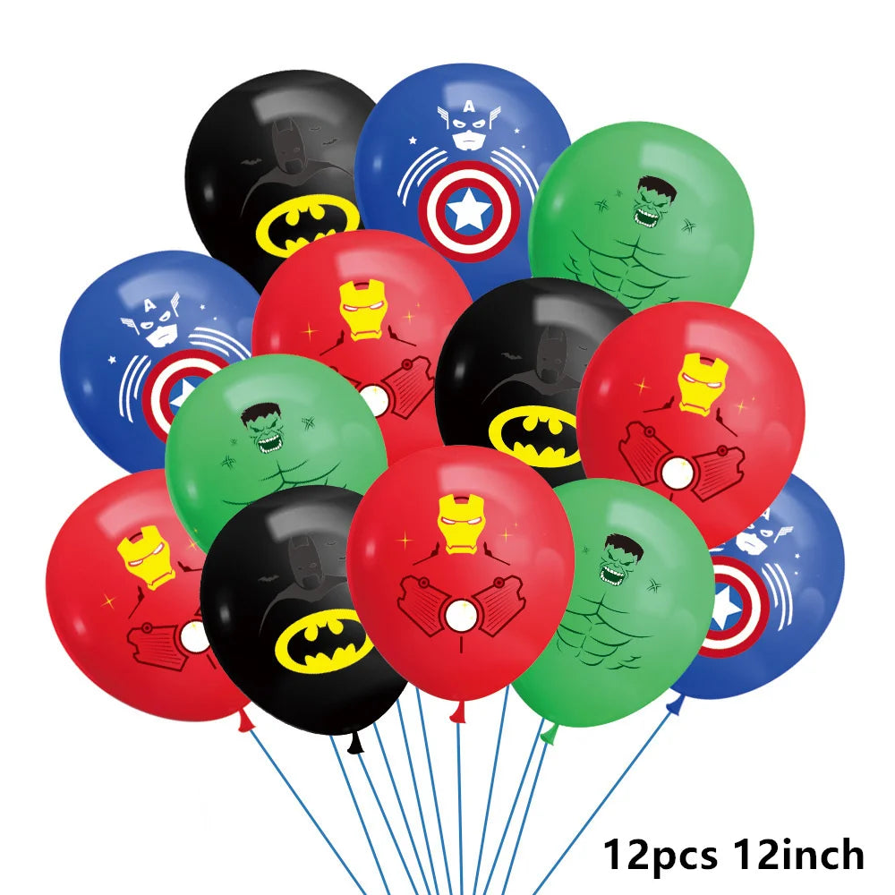 Spiderman Hulk Iron Man Foil Balloons Superhero Latex Ballon Happy Birthday Banner Hero Party Decoration Boy Child Cake Topper