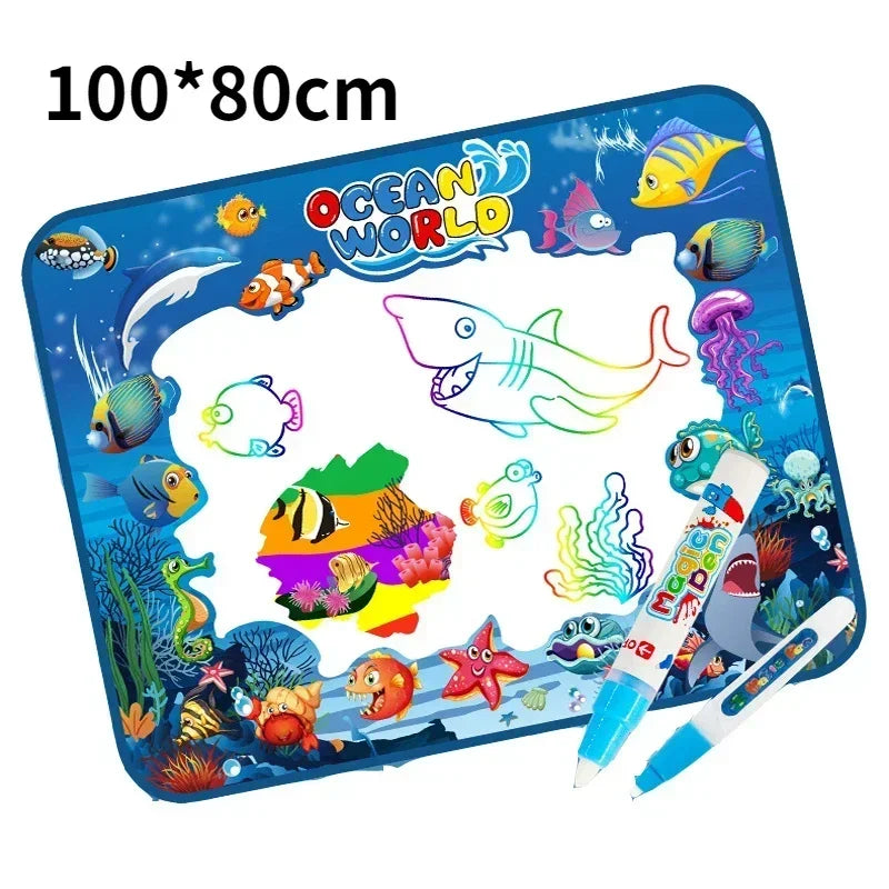100x80cm Water Doodle Mat Magic Drawing Doodling Mat Coloring Mat Drawing Board Educational Toys for 2-7 Years Old Boys and Girl