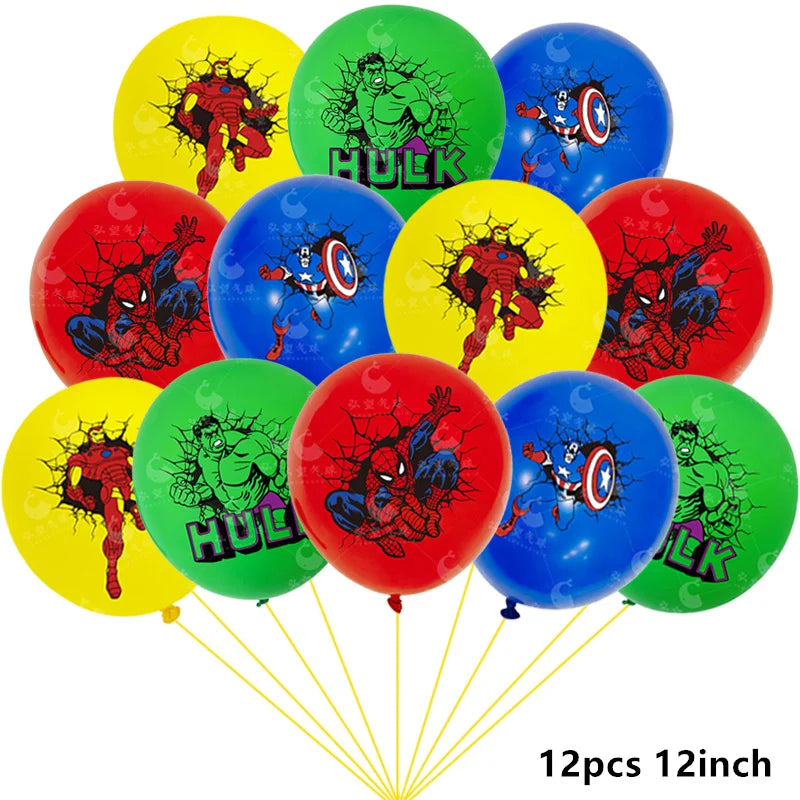 Spiderman Hulk Iron Man Foil Balloons Superhero Latex Ballon Happy Birthday Banner Hero Party Decoration Boy Child Cake Topper