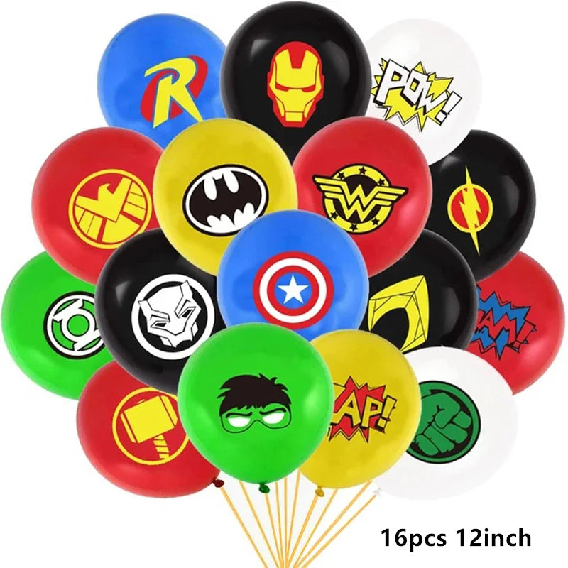 Spiderman Hulk Iron Man Foil Balloons Superhero Latex Ballon Happy Birthday Banner Hero Party Decoration Boy Child Cake Topper