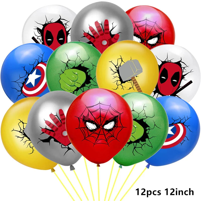 Spiderman Hulk Iron Man Foil Balloons Superhero Latex Ballon Happy Birthday Banner Hero Party Decoration Boy Child Cake Topper