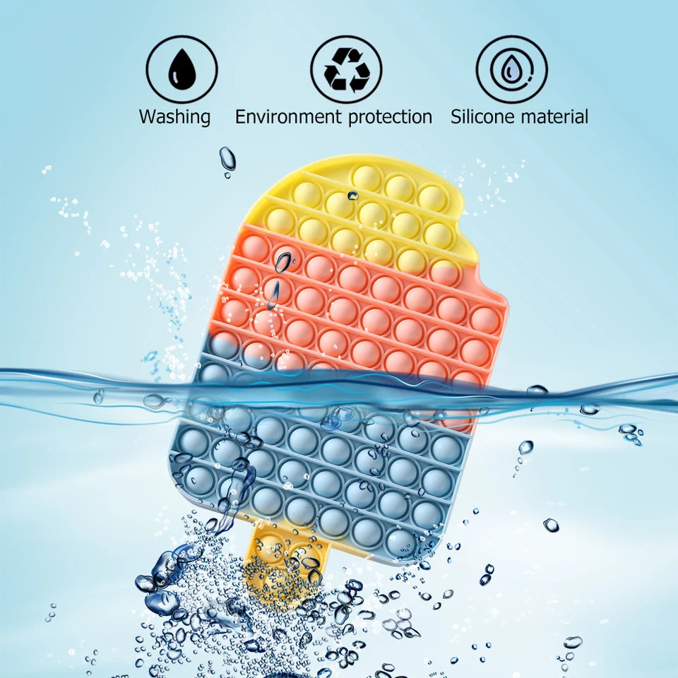 Silicone Ice Cream Push Bubble Autism Needs Kid Adult Decompression Toys