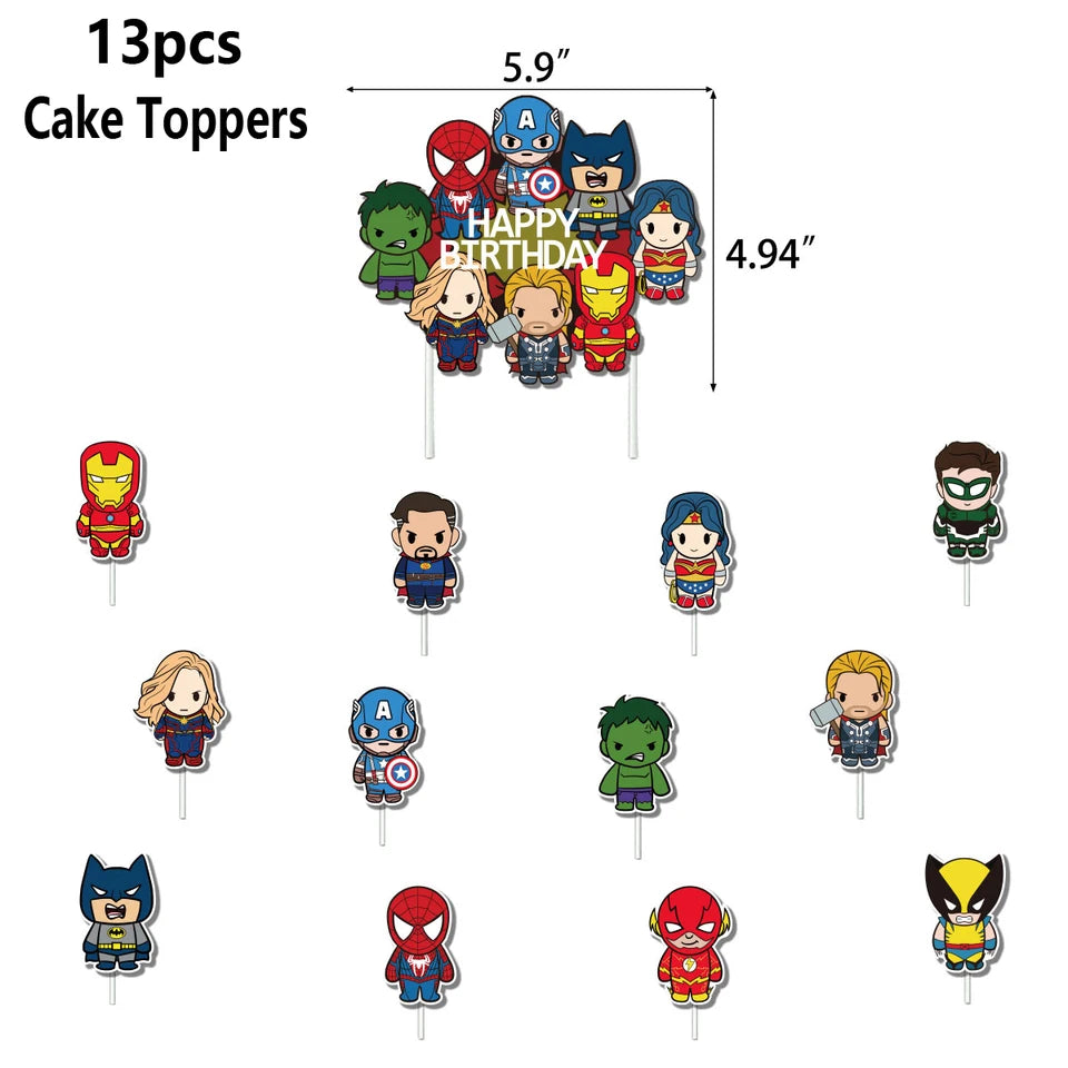 Spiderman Hulk Iron Man Foil Balloons Superhero Latex Ballon Happy Birthday Banner Hero Party Decoration Boy Child Cake Topper