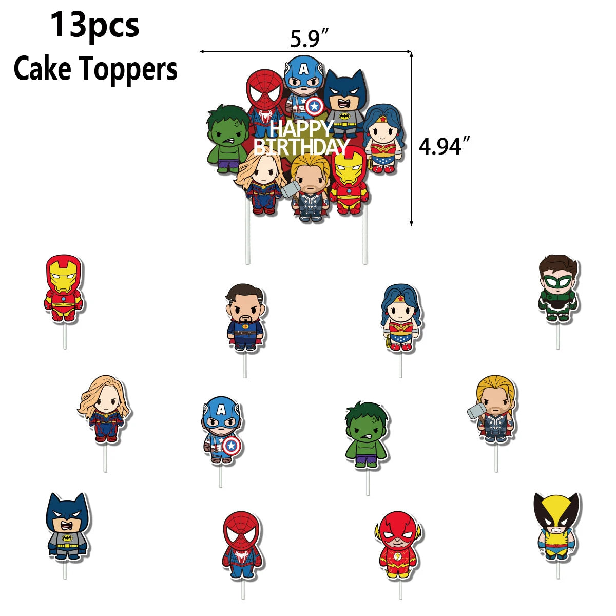 Spiderman Hulk Iron Man Foil Balloons Superhero Latex Ballon Happy Birthday Banner Hero Party Decoration Boy Child Cake Topper