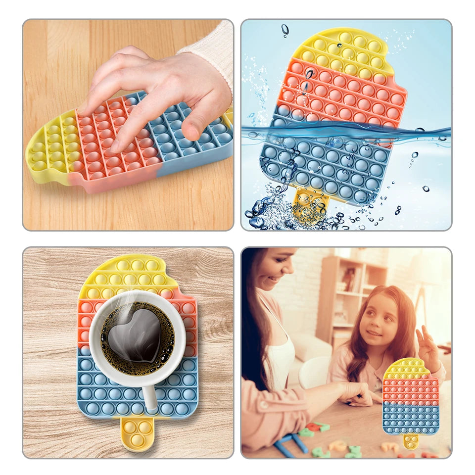 Silicone Ice Cream Push Bubble Autism Needs Kid Adult Decompression Toys