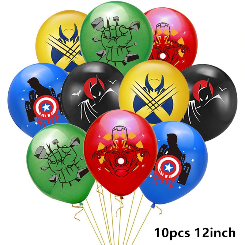 Spiderman Hulk Iron Man Foil Balloons Superhero Latex Ballon Happy Birthday Banner Hero Party Decoration Boy Child Cake Topper